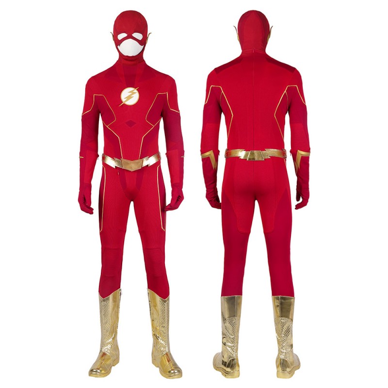 Barry Allen Cosplay Suit Superhero Costumes Golden Boots
