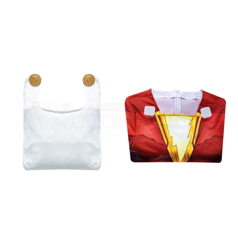 Billy Batson Jumpsuit Red Cosplay Costume