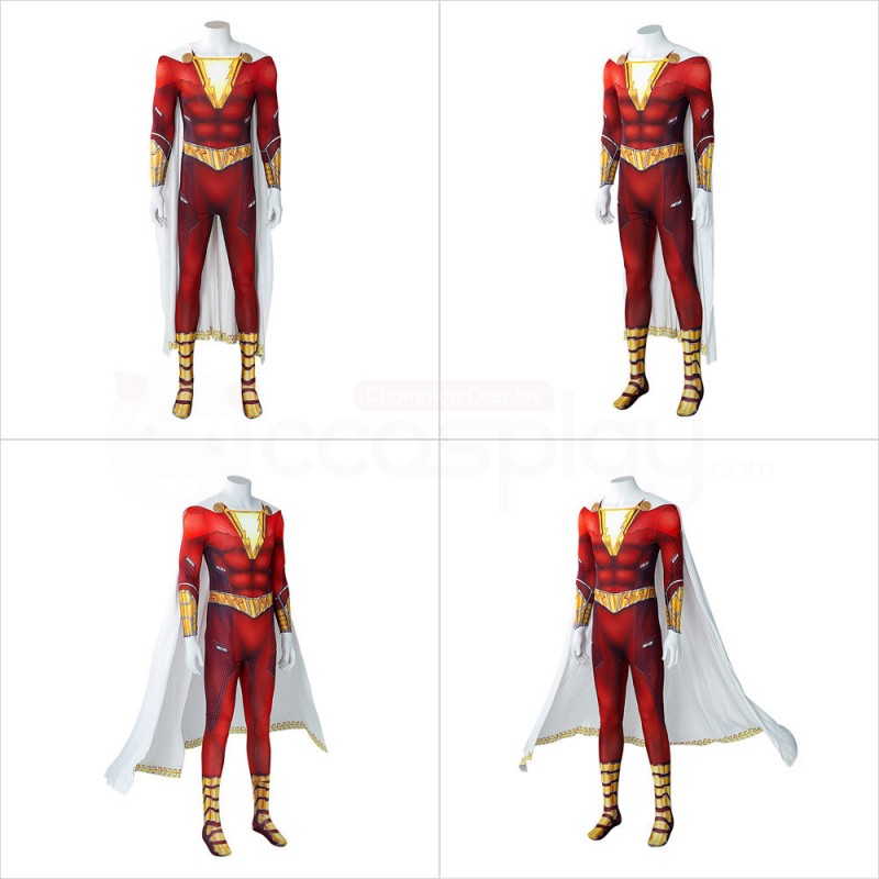 Billy Batson Jumpsuit Red Cosplay Costume
