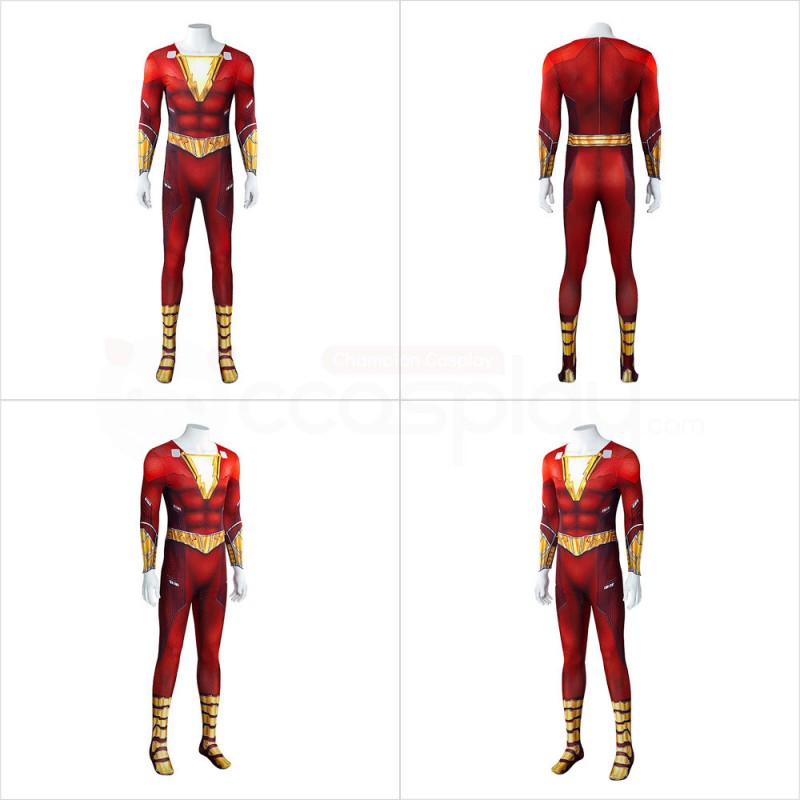 Billy Batson Jumpsuit Red Cosplay Costume