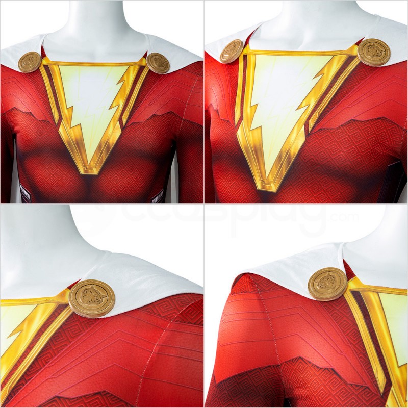 Billy Batson Jumpsuit Red Cosplay Costume