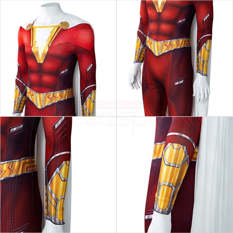 Billy Batson Jumpsuit Red Cosplay Costume