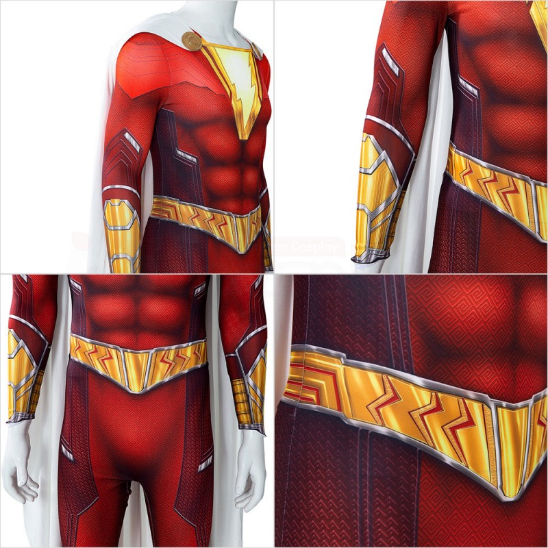 Billy Batson Jumpsuit Red Cosplay Costume