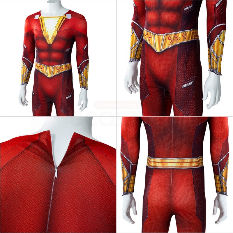 Billy Batson Jumpsuit Red Cosplay Costume