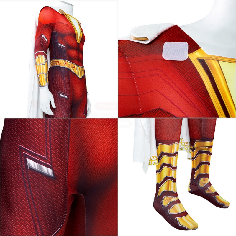 Billy Batson Jumpsuit Red Cosplay Costume