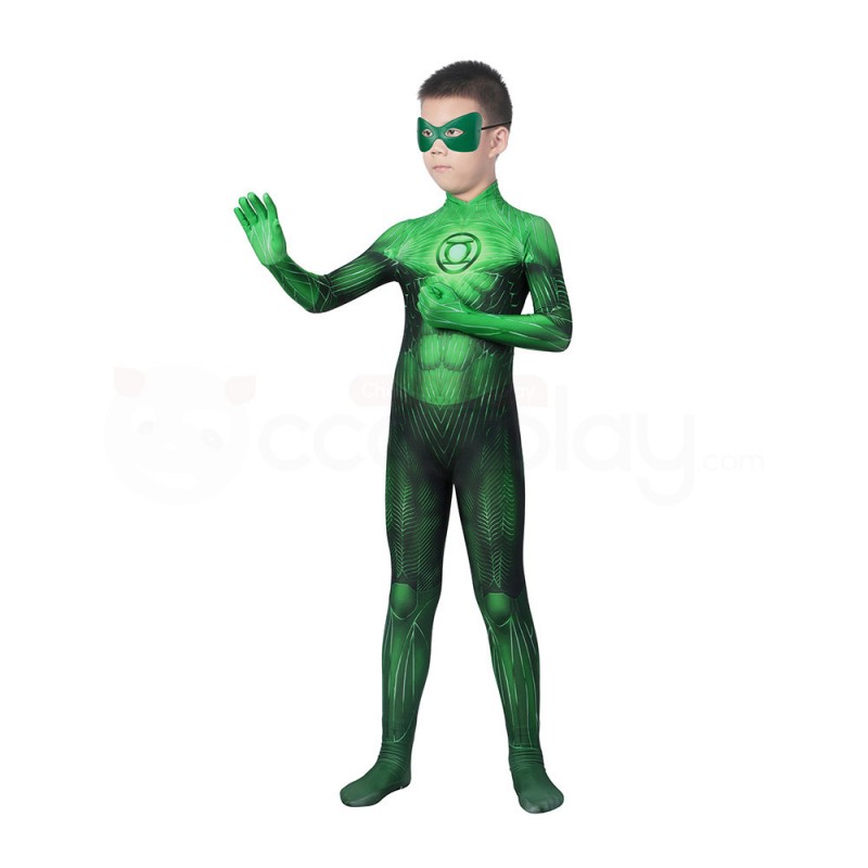 Children Hal Jordan Zentai Jumpsuit Green Cosplay Costume