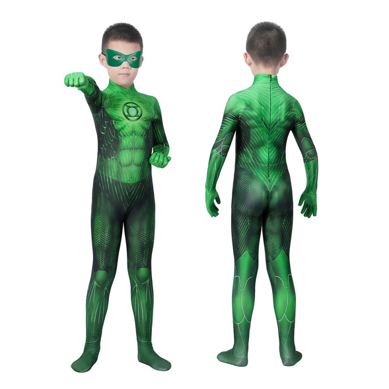Children Hal Jordan Zentai Jumpsuit Green Cosplay Costume