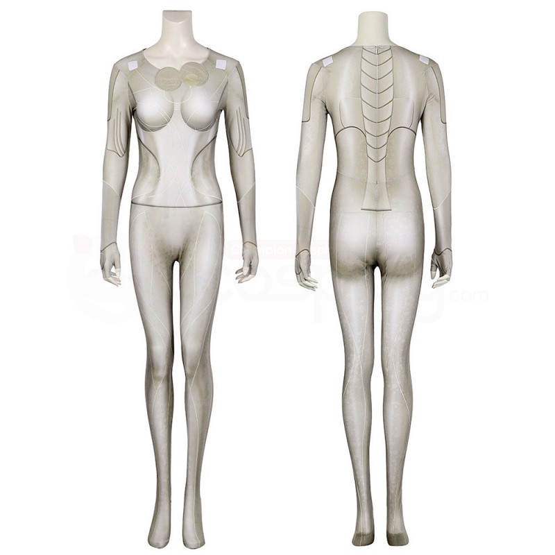 Eternals Thena Cosplay Costume White Uniform Suit