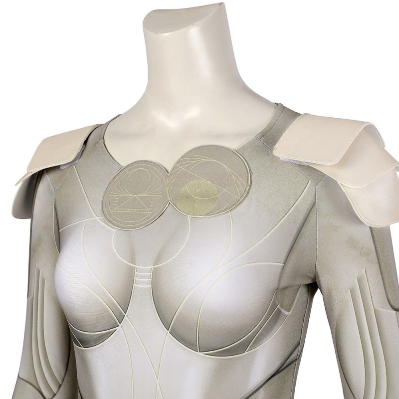 Eternals Thena Cosplay Costume White Uniform Suit