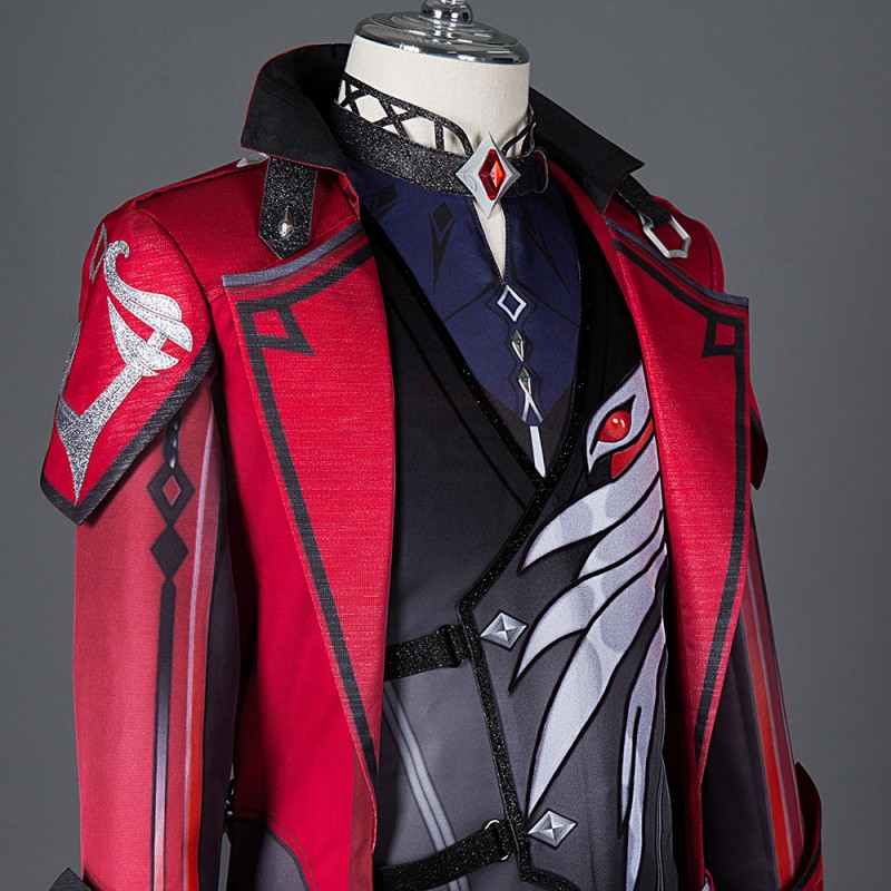 Genshin Impact Diluc Cosplay Costume Red Suit
