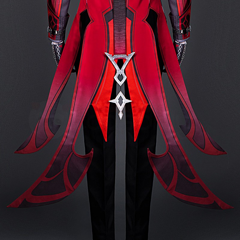 Genshin Impact Diluc Cosplay Costume Red Suit