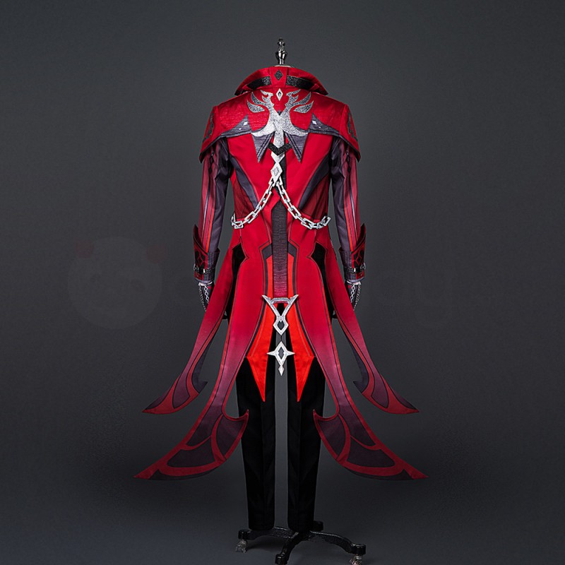 Genshin Impact Diluc Cosplay Costume Red Suit