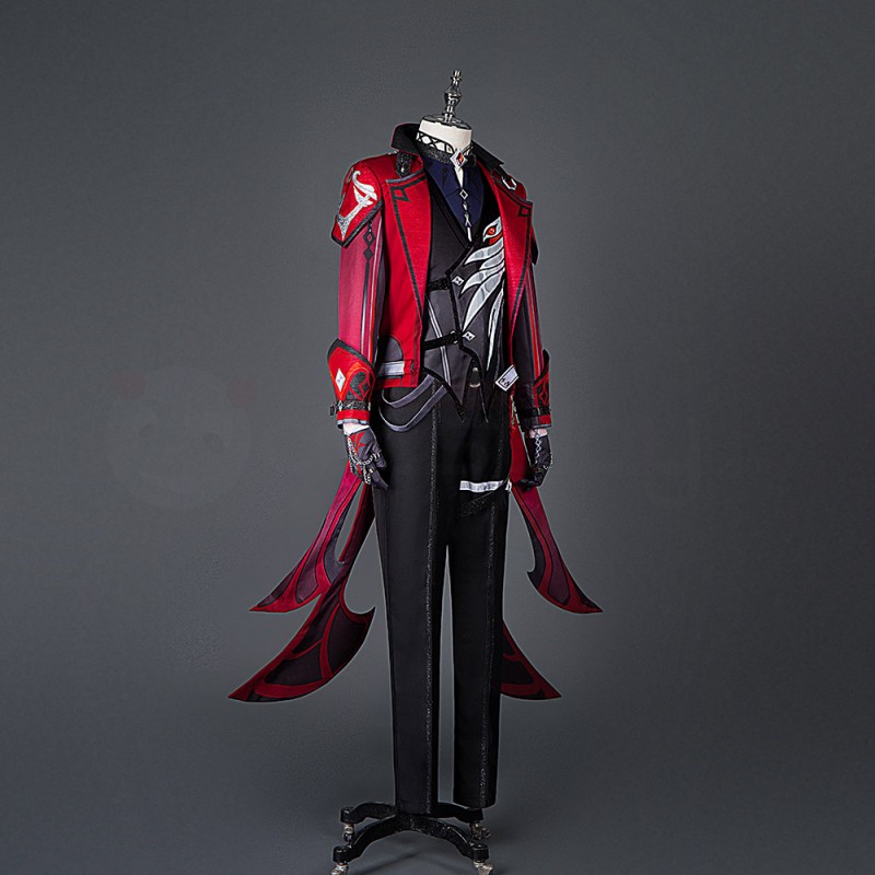 Genshin Impact Diluc Cosplay Costume Red Suit