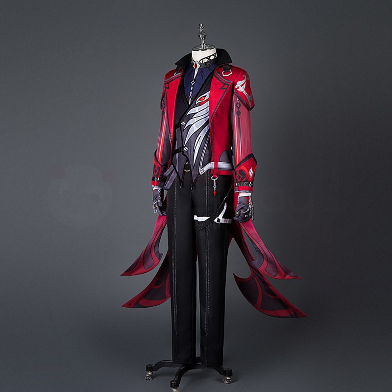 Genshin Impact Diluc Cosplay Costume Red Suit