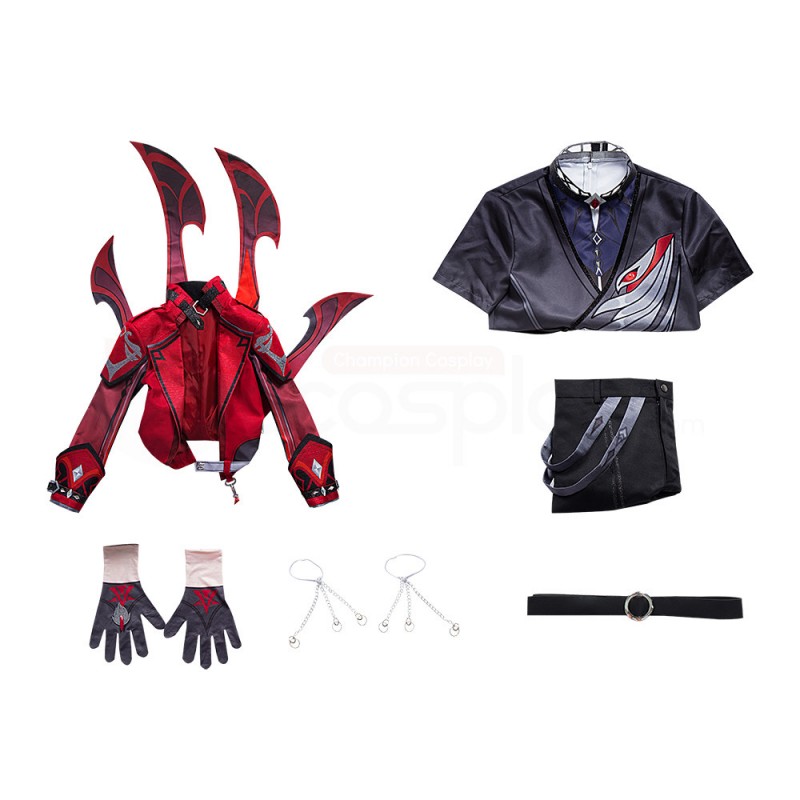 Genshin Impact Diluc Cosplay Costume Red Suit