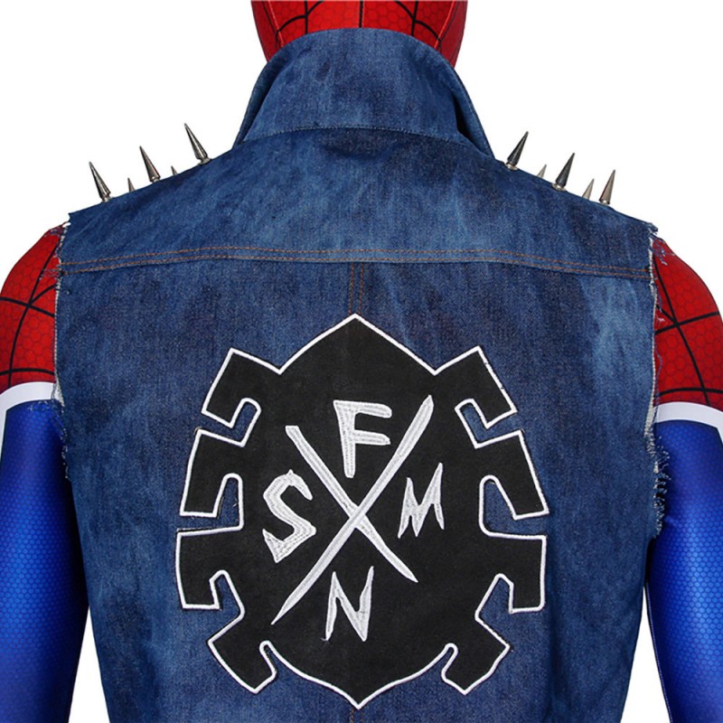 Spiderman Punk-Rock Jumpsuit The Spider-Punk Suit Hobart Brown Cosplay Costume