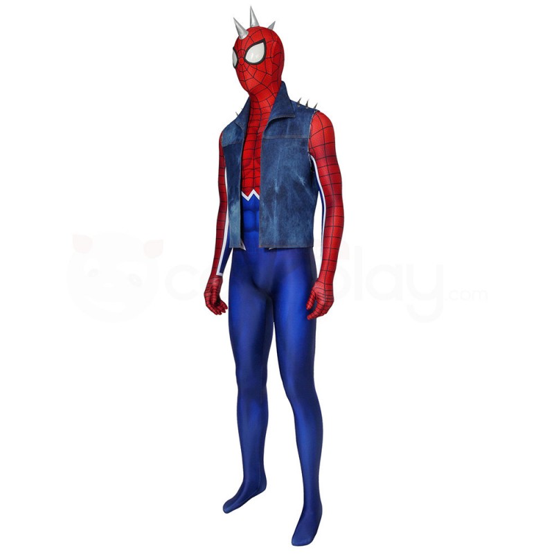 Spiderman Punk-Rock Jumpsuit The Spider-Punk Suit Hobart Brown Cosplay Costume