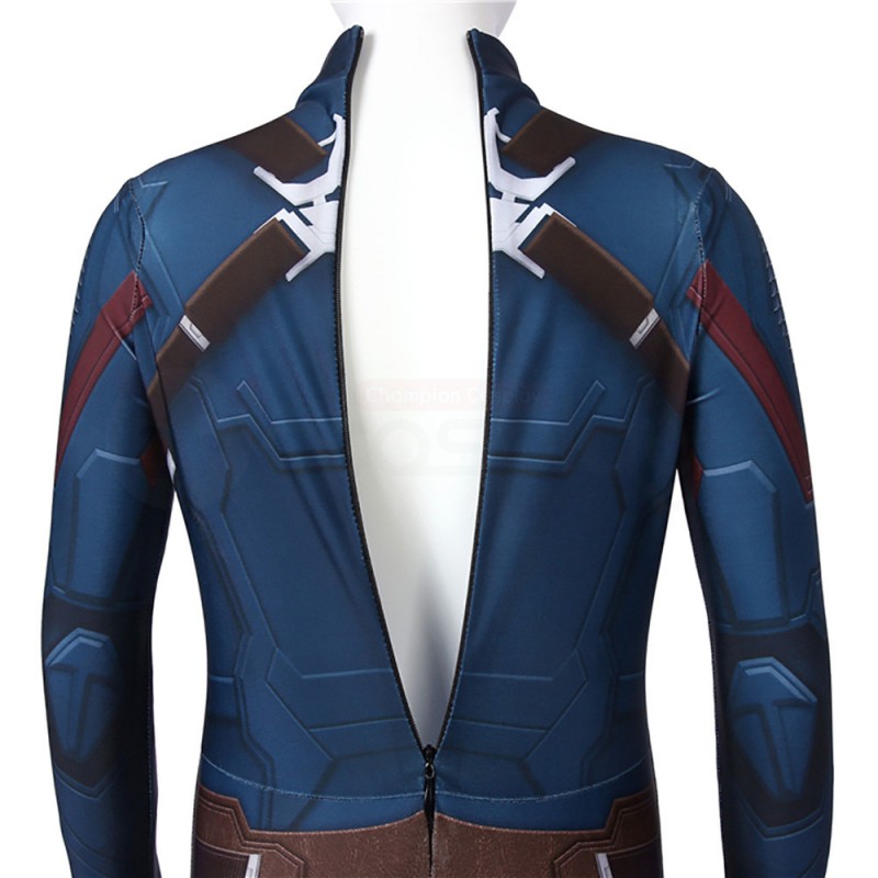 Kids Captain America 3D Jumpsuit Avengers Endgame Steven Rogers Cosplay Costume