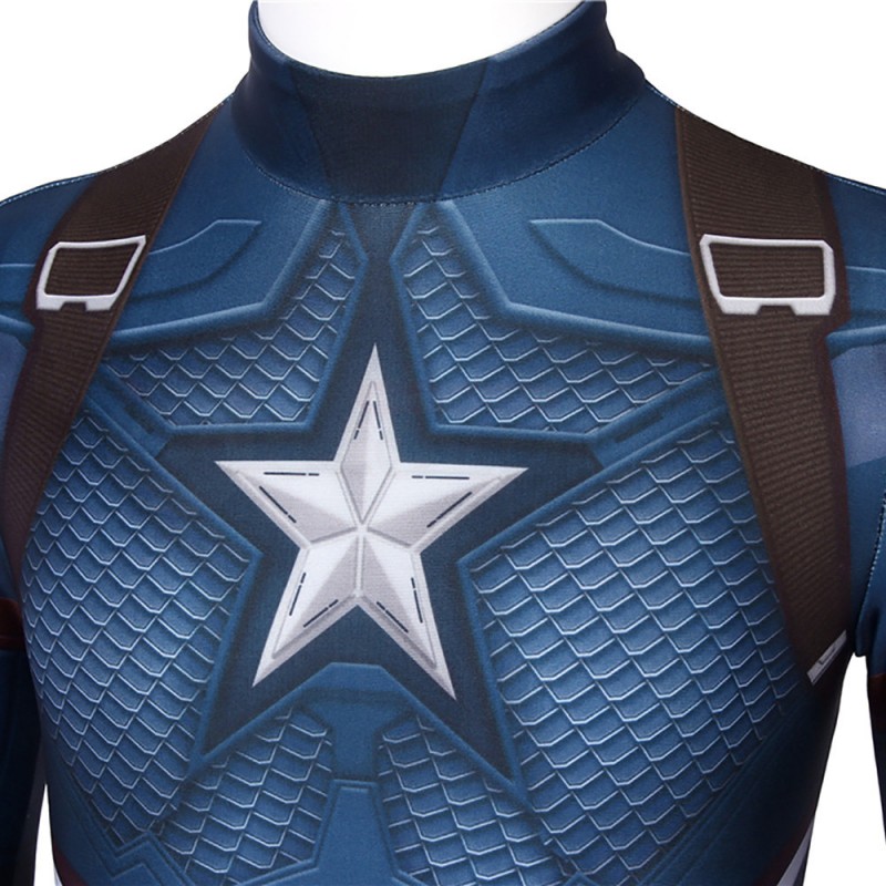 Kids Captain America 3D Jumpsuit Avengers Endgame Steven Rogers Cosplay Costume