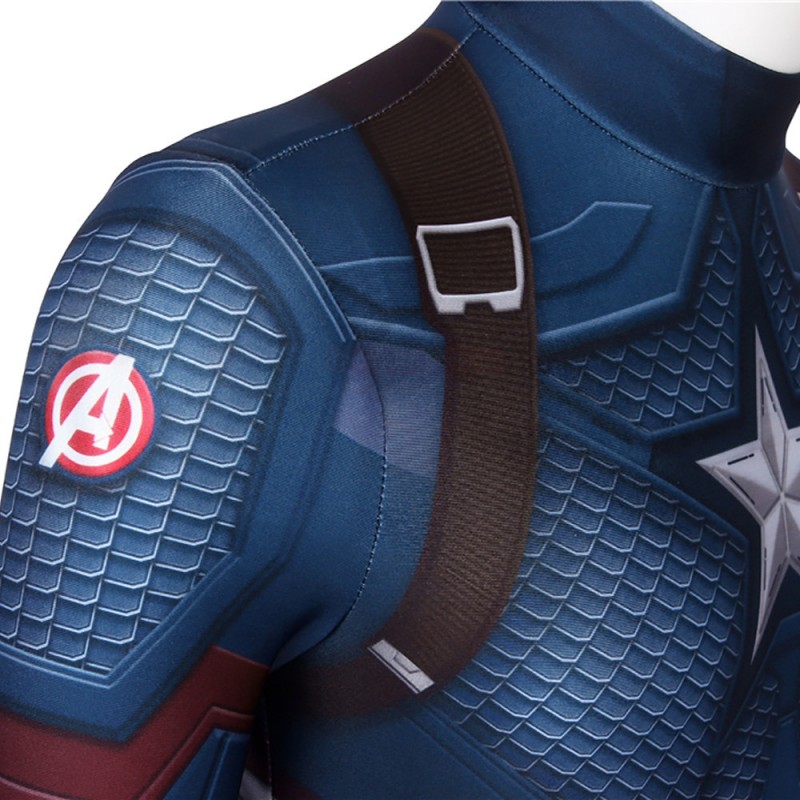 Kids Captain America 3D Jumpsuit Avengers Endgame Steven Rogers Cosplay Costume
