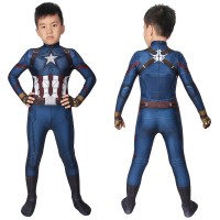 Kids Captain America 3D Jumpsuit Avengers Endgame Steven Rogers Cosplay Costume