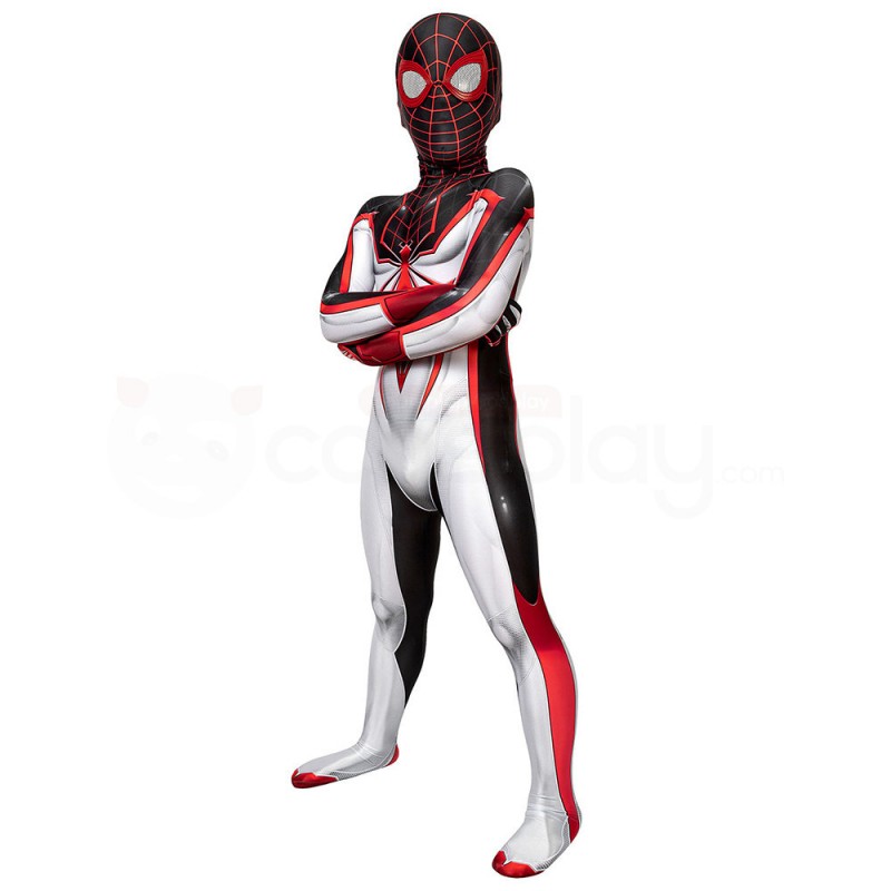 Kids Spider-Man TRACK Suit White Spiderman Miles Morales Cosplay Costume