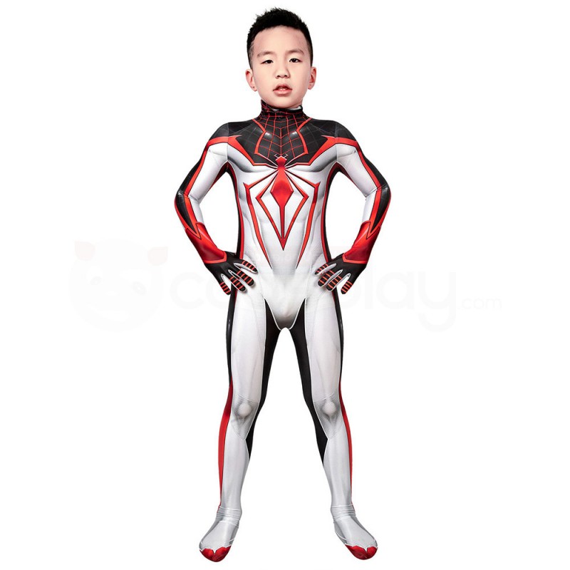 Kids Spider-Man TRACK Suit White Spiderman Miles Morales Cosplay Costume