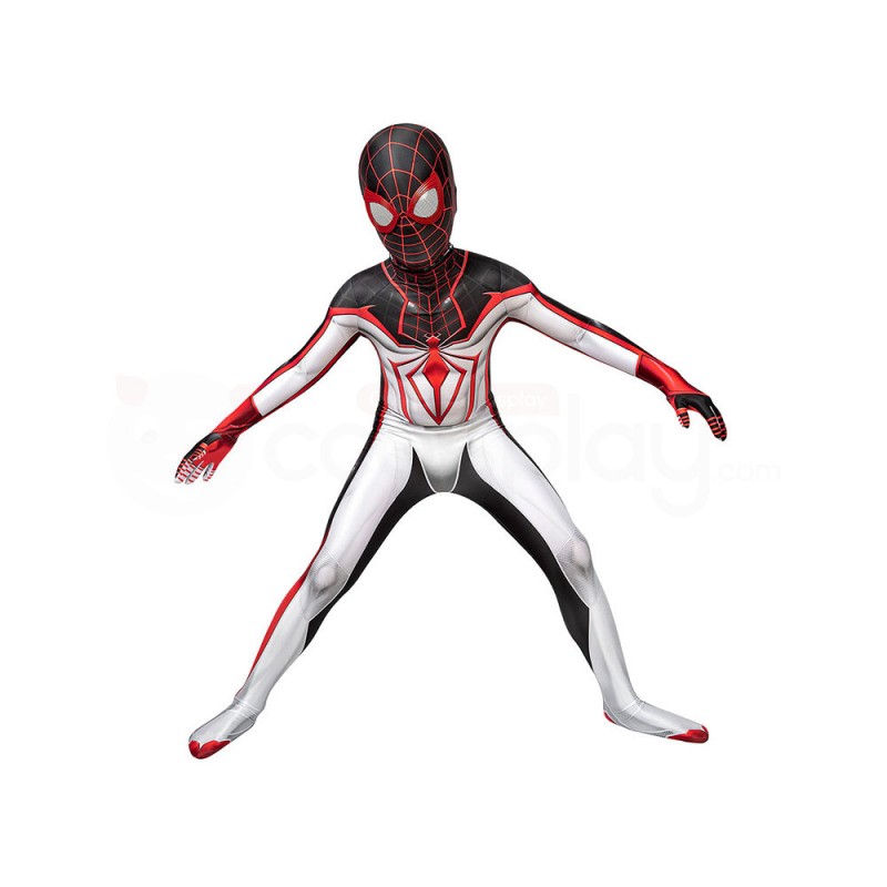 Kids Spider-Man TRACK Suit White Spiderman Miles Morales Cosplay Costume