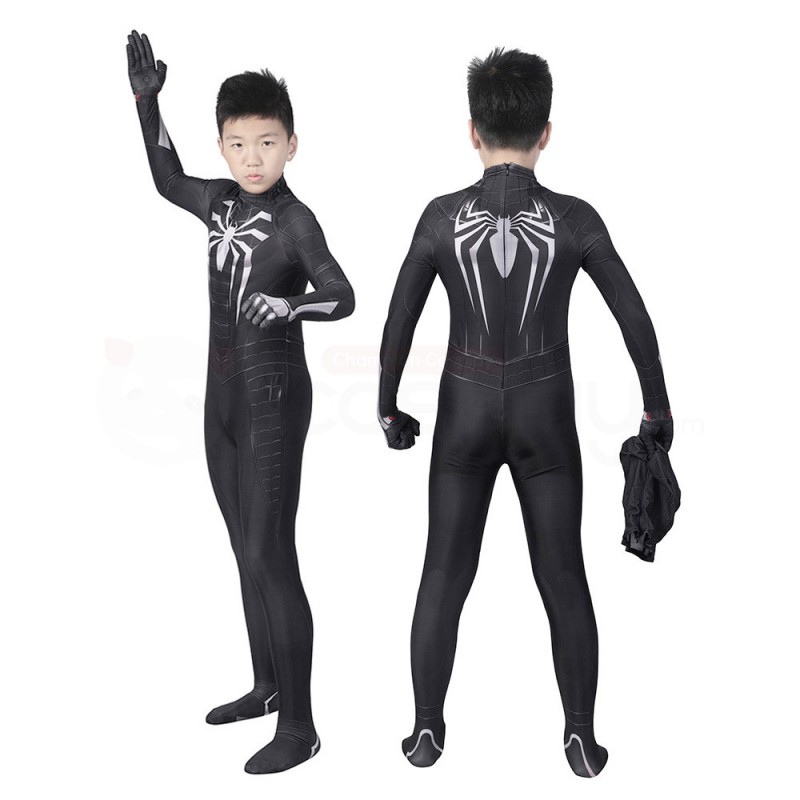 Kids Spiderman Miles Morales Suit Spider Man Venom Black Cosplay Costume