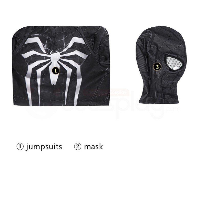 Kids Spiderman Miles Morales Suit Spider Man Venom Black Cosplay Costume