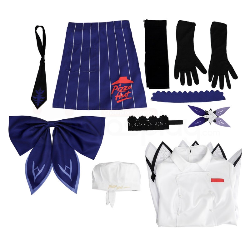 Genshin Impact Eula Pizza Hut Cosplay Costume
