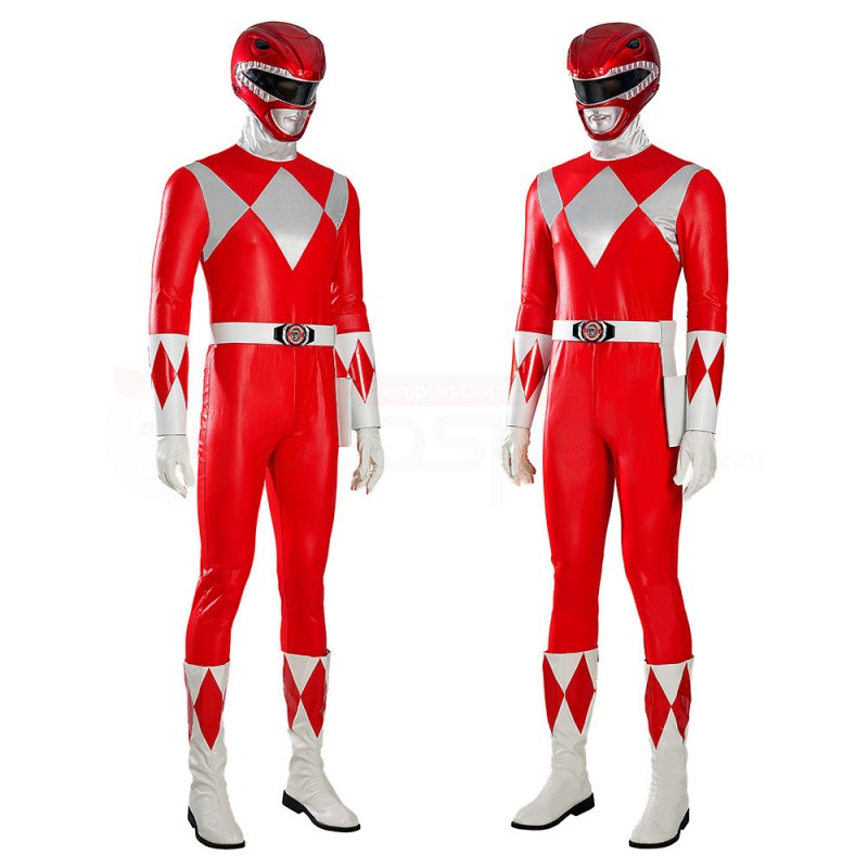 Red Ranger Costume Mighty Morphin Power Rangers Jason Lee Scott Cosplay Suit