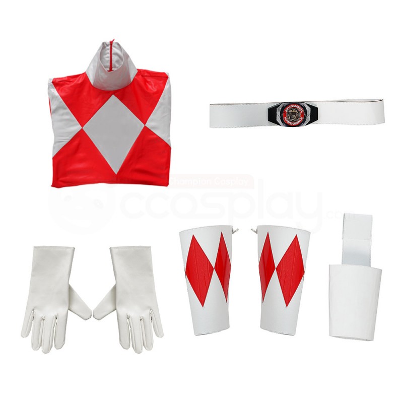 Red Ranger Costume Mighty Morphin Power Rangers Jason Lee Scott Cosplay Suit