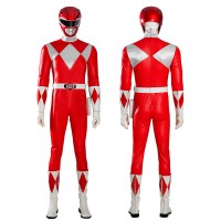 Red Ranger Costume Mighty Morphin Power Rangers Jason Lee Scott Cosplay Suit