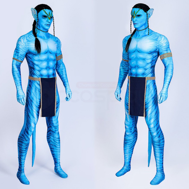 Jake Sully Blue Jumpsuit Avatar 2 The Way of Water Cosplay Costume