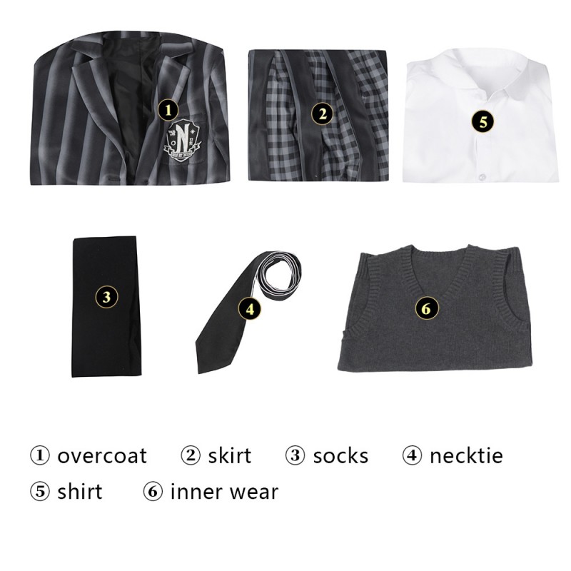 Wednesday Addams Cosplay Costumes The Addams School Uniform