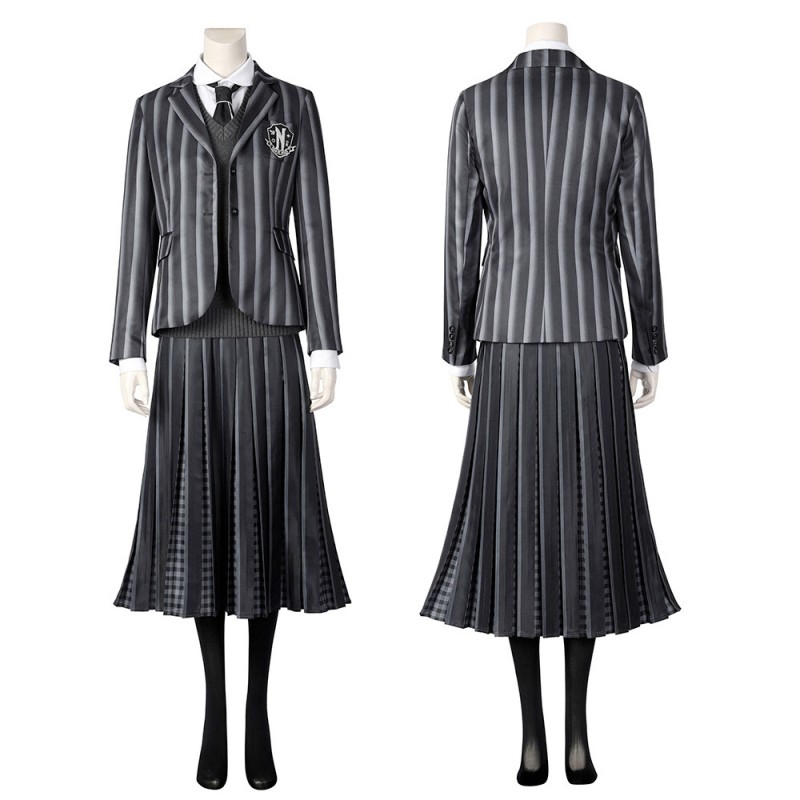 Wednesday Addams Cosplay Costumes The Addams School Uniform - CCosplay.com