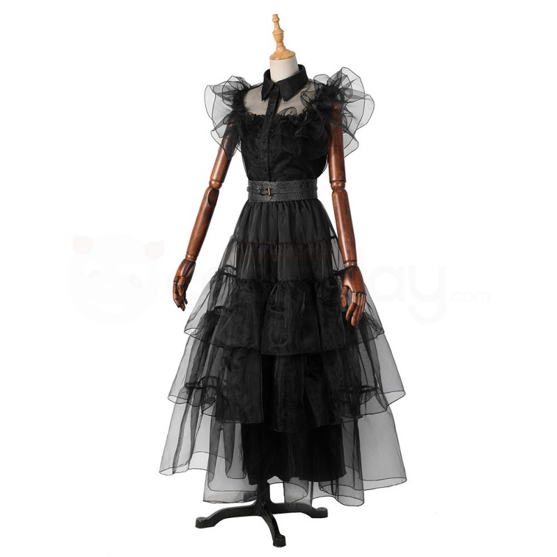 Wednesday Addams The Addams Cosplay Costumes Black Lace Dress