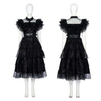 The Addams Family Cosplay Suit Wednesday Addams Black Dress Cosplay Costumes