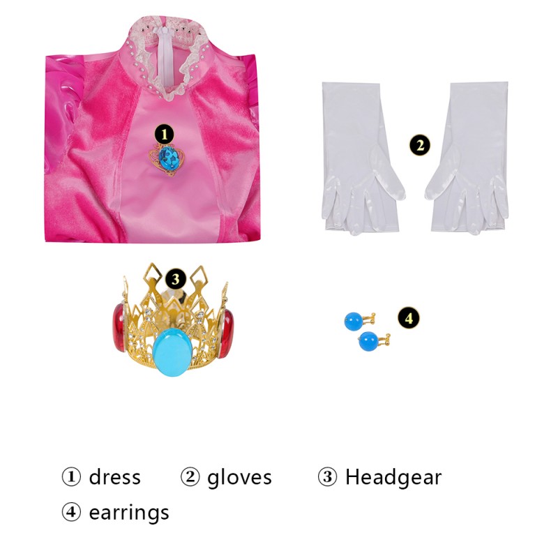 Princess Peach Dress Cosplay Costumes The Super Mario Bros Halloween Suit