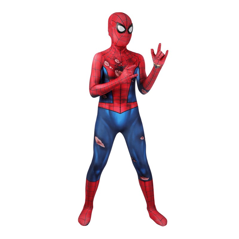 Kids Spider-Man PS5 Classic Jumpsuit Damaged Edition Cosplay Costumes