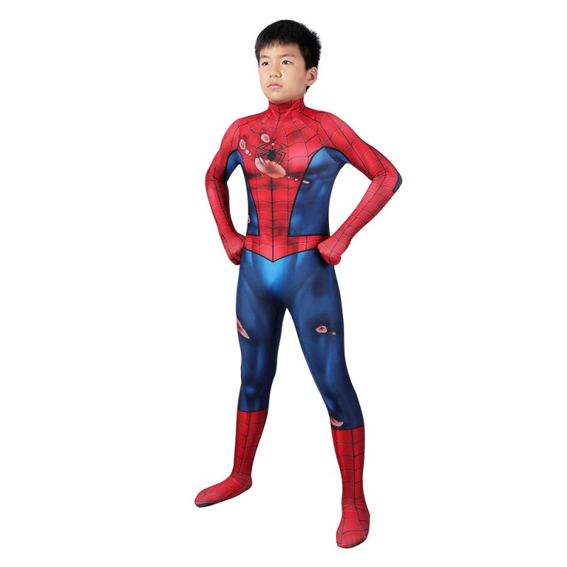 Kids Spider-Man PS5 Classic Jumpsuit Damaged Edition Cosplay Costumes