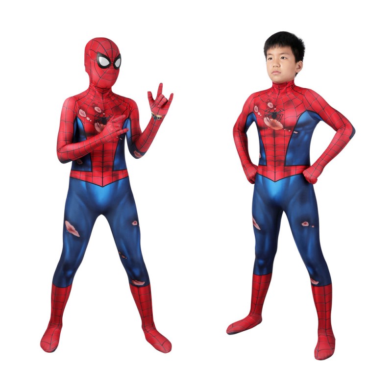 Kids Spider-Man PS5 Classic Jumpsuit Damaged Edition Cosplay Costumes
