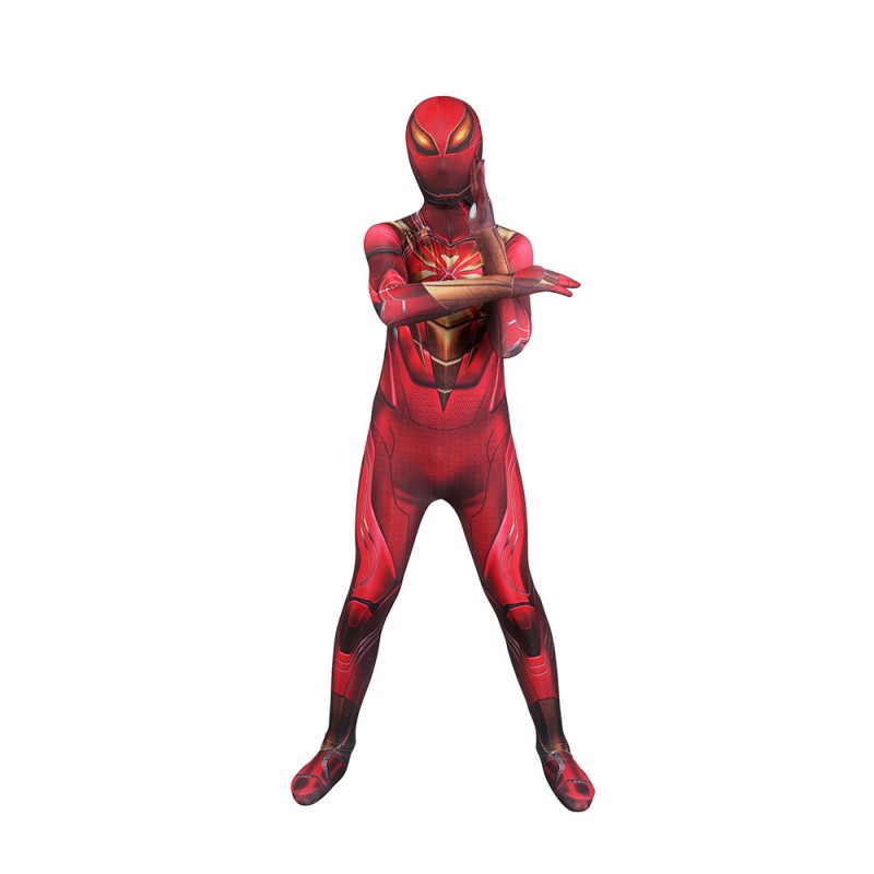Kids Iron Spider Armor Cosplay Costumes Spiderman Red Suit