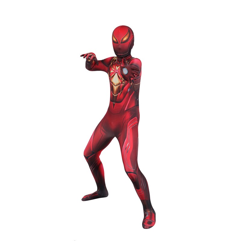 Kids Iron Spider Armor Cosplay Costumes Spiderman Red Suit