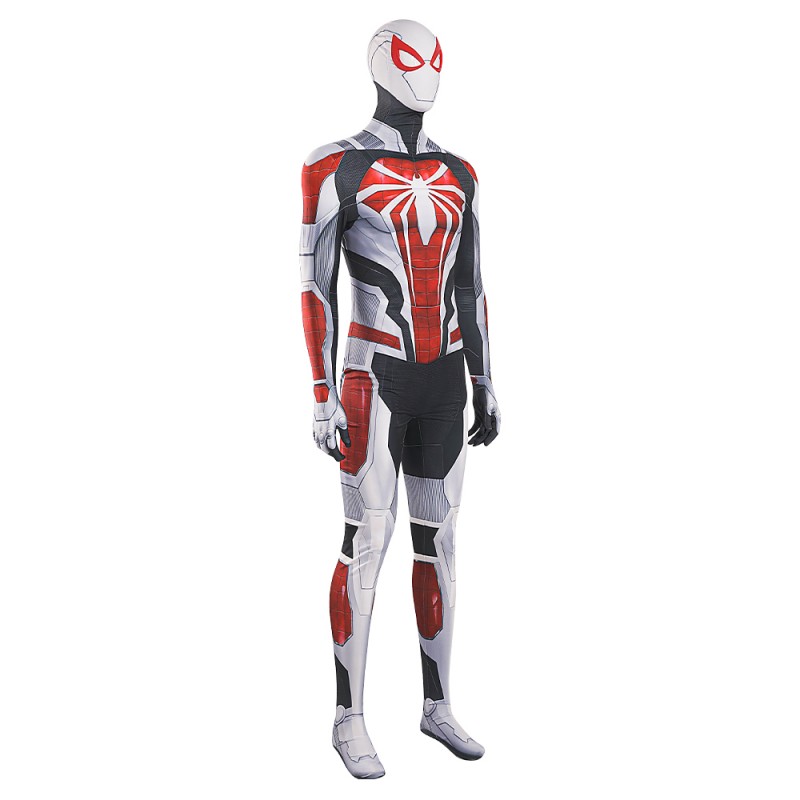 2023 Spiderman PS4 White Armor Jumpsuit Cosplay Costume