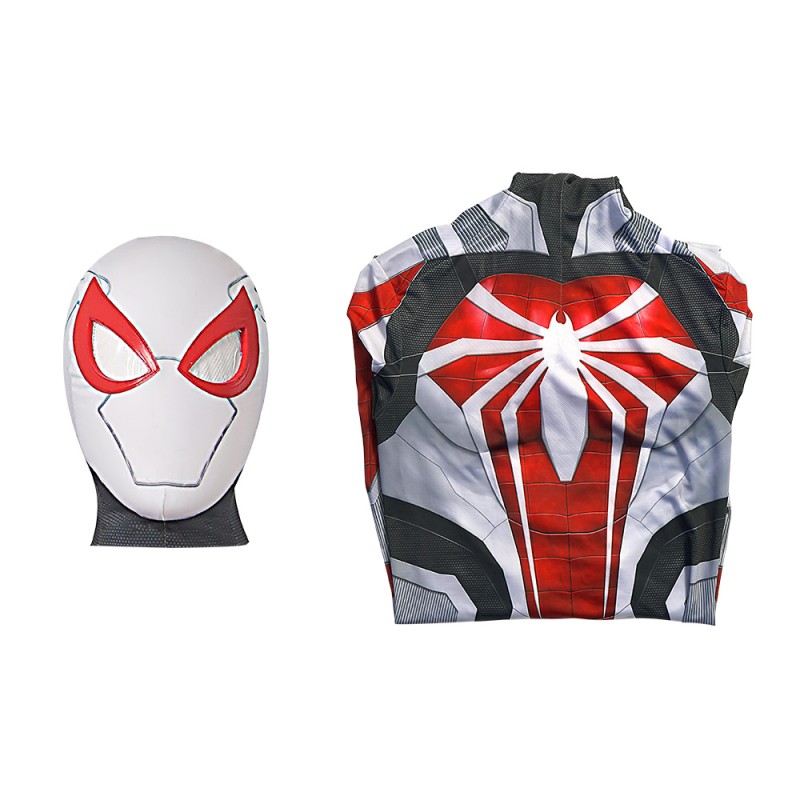 2023 Spiderman PS4 White Armor Jumpsuit Cosplay Costume