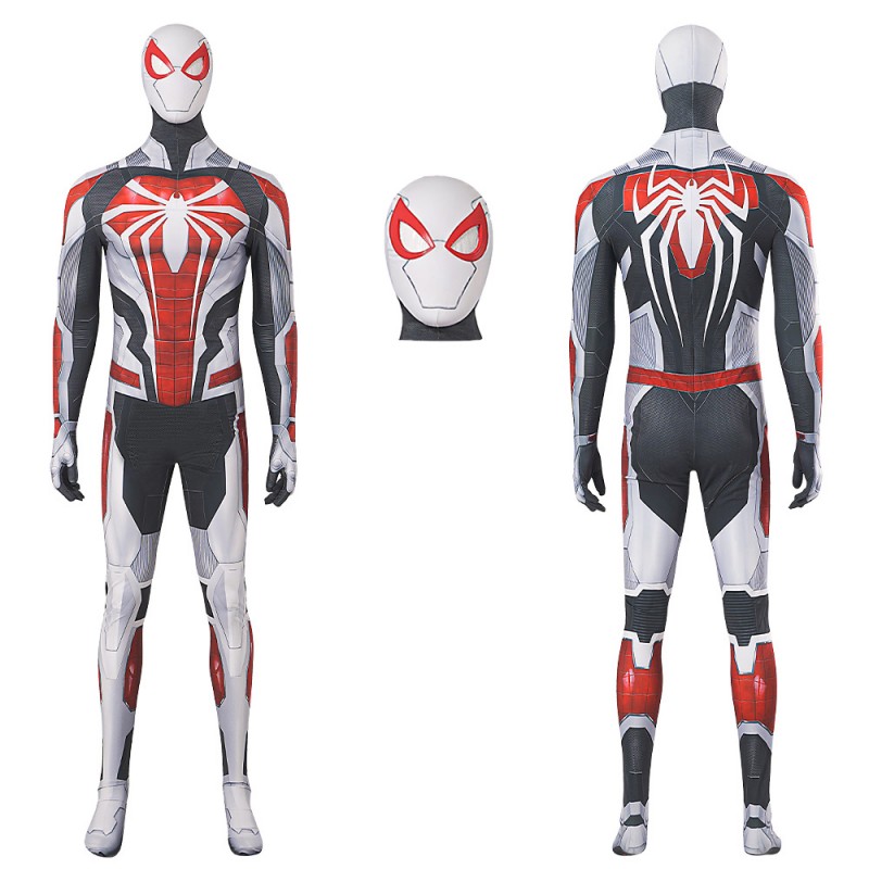 2023 Spiderman PS4 White Armor Jumpsuit Cosplay Costume
