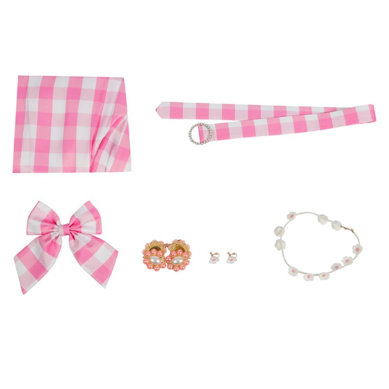 2023 Film Doll Pink Plaid Skirt Cosplay Halloween Costume