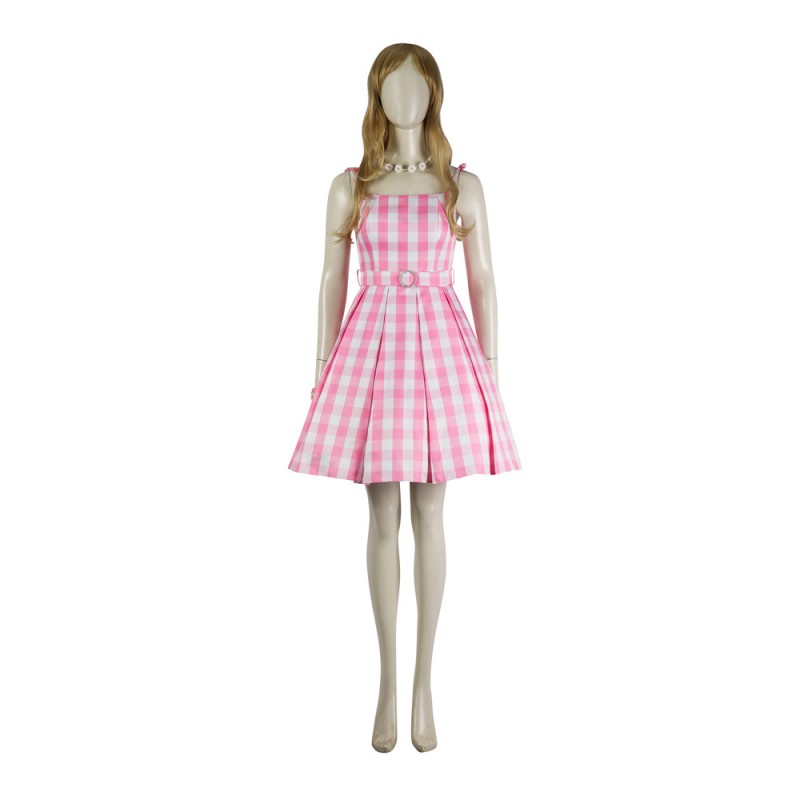2023 Film Doll Pink Plaid Skirt Cosplay Halloween Costume